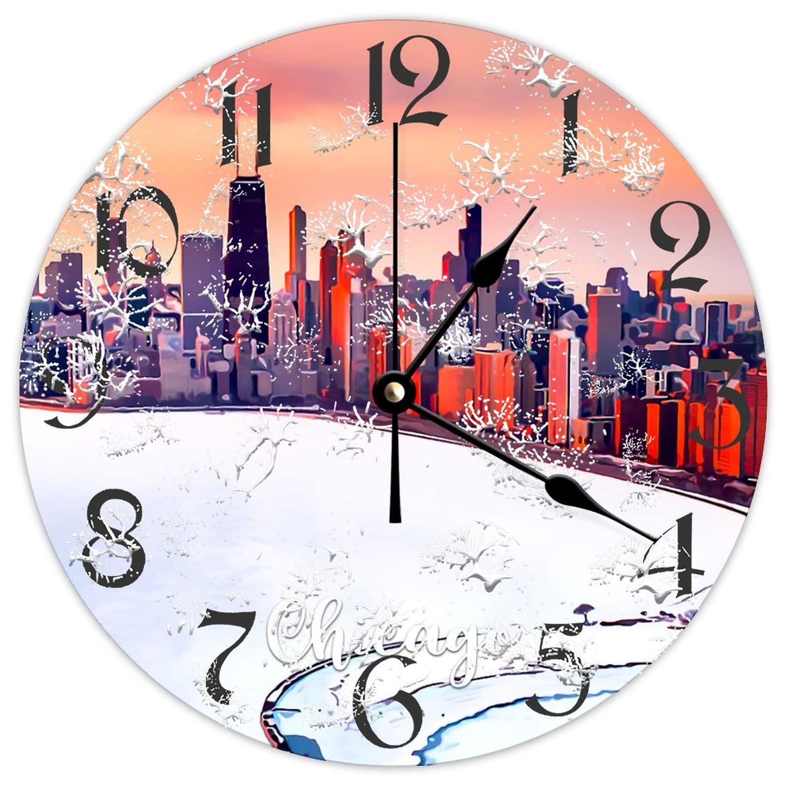 Cadeau vintage horloge ronde en bois Chicago pour intérieur rétro