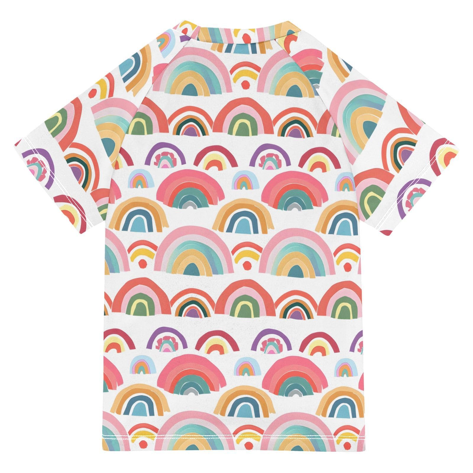 Boys Rash Guard Short Sleeve Swim Shirts for Boys Rainbows Cartoon Sun Protection 7-8T
