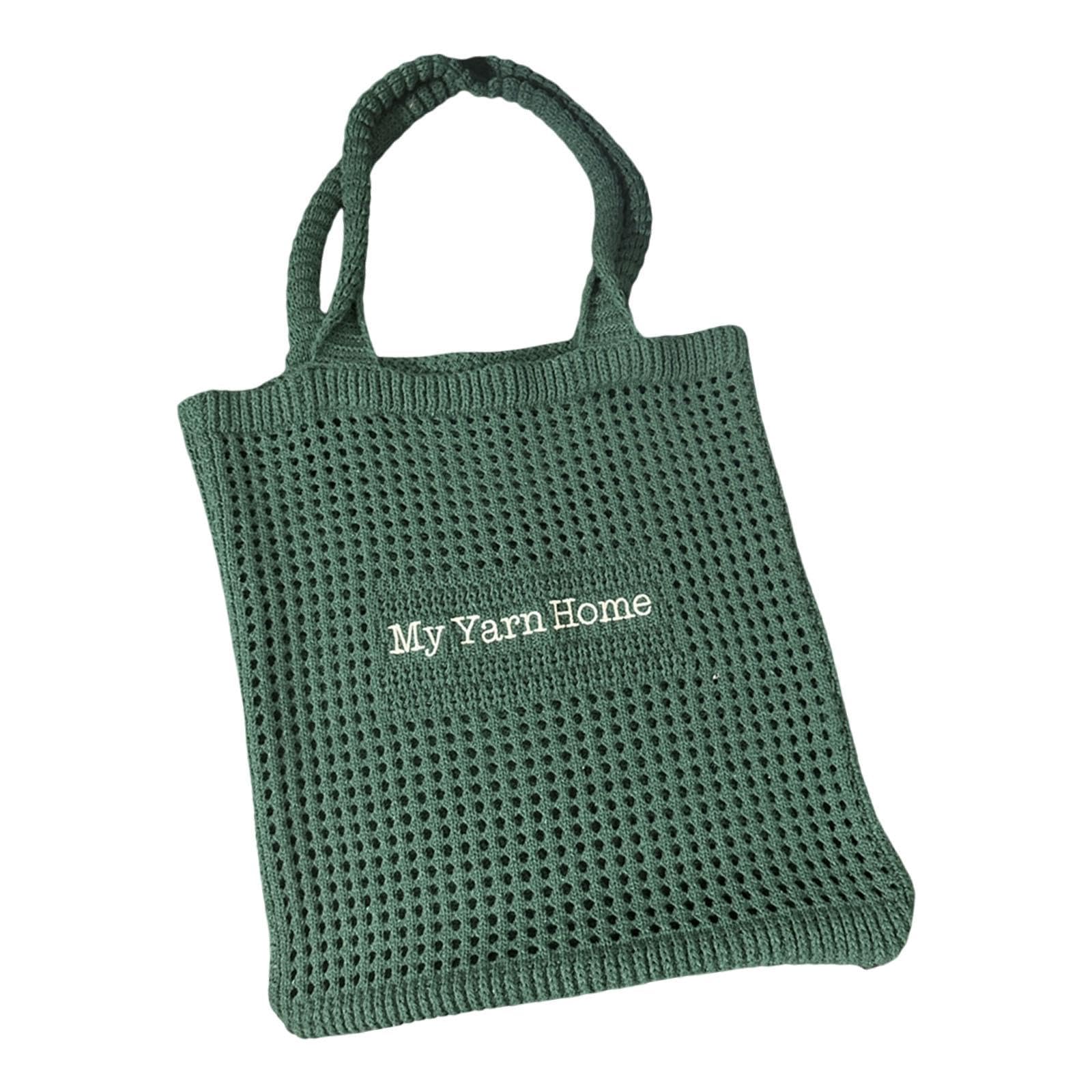 Women Crochet Bag Satchel Trendy Beach Tote Bag for Outdoor Picnic Traveling Green-image-27