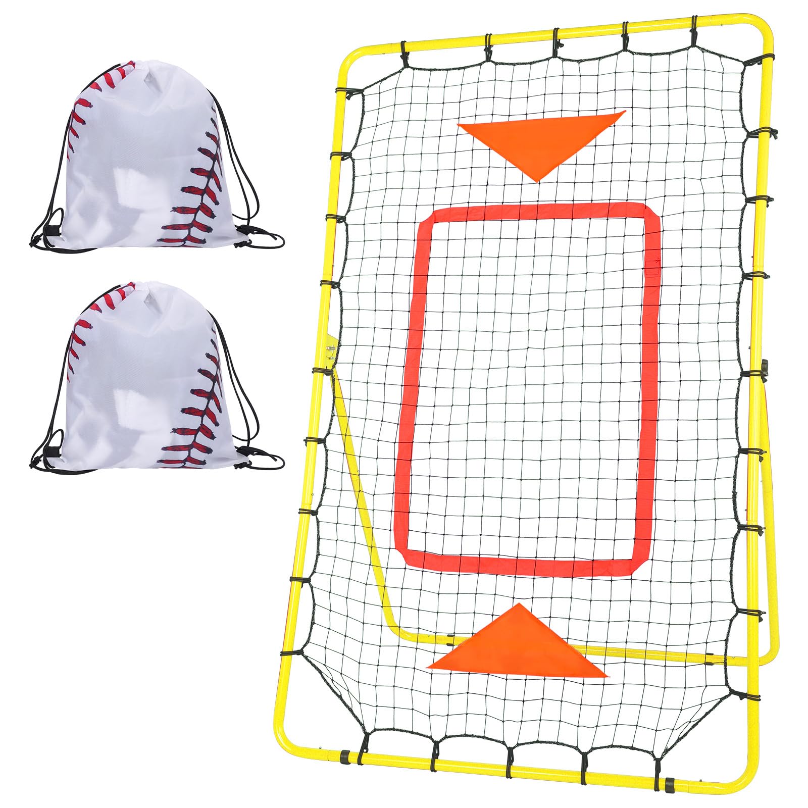 YNSZAS 𝑵𝑬𝑾 [3-in-1] Pitch Back Baseball Rebounder, 6x4 FT, Adjustable Bounce Back Return Board Net for Baseball, Softball, Lacrosse, Volleyball, Tennis, Throwing Partner, Catching Trainer