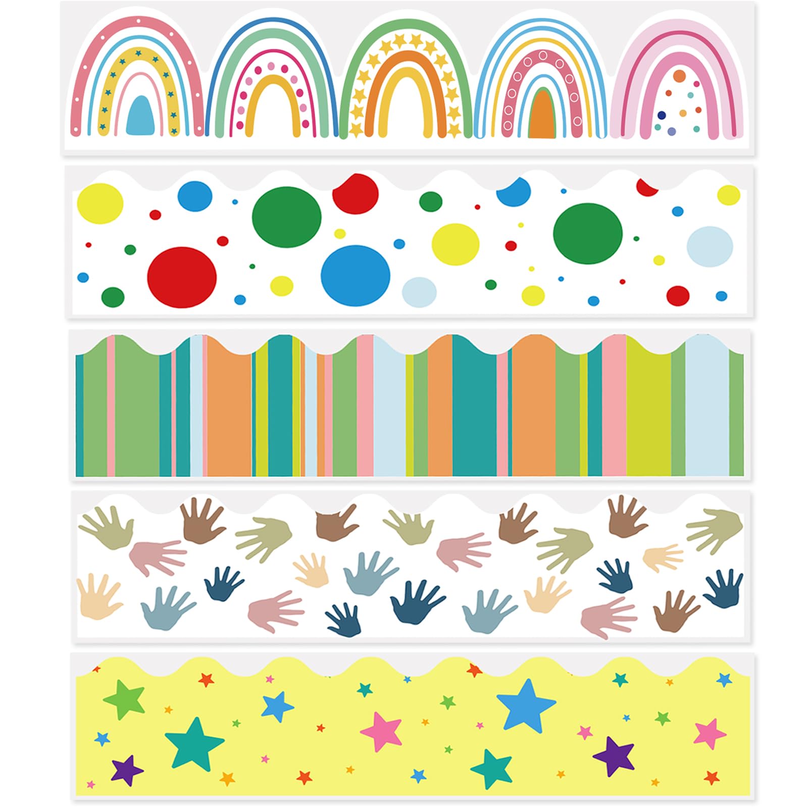 Starboling multicolor coated paper acrylic bulletin board trim, 90 pieces  100 feet, 5 kinds of design, blackboard school classroom frame : amazon.sg:  office products