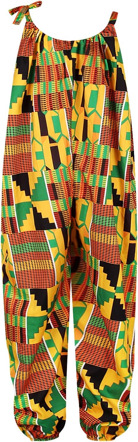 TENMETLittle Girl’s African Boho Print Jumsuits Bohemian Outfits with Adjustable Shoulder Strap for Toddler 5-10T
