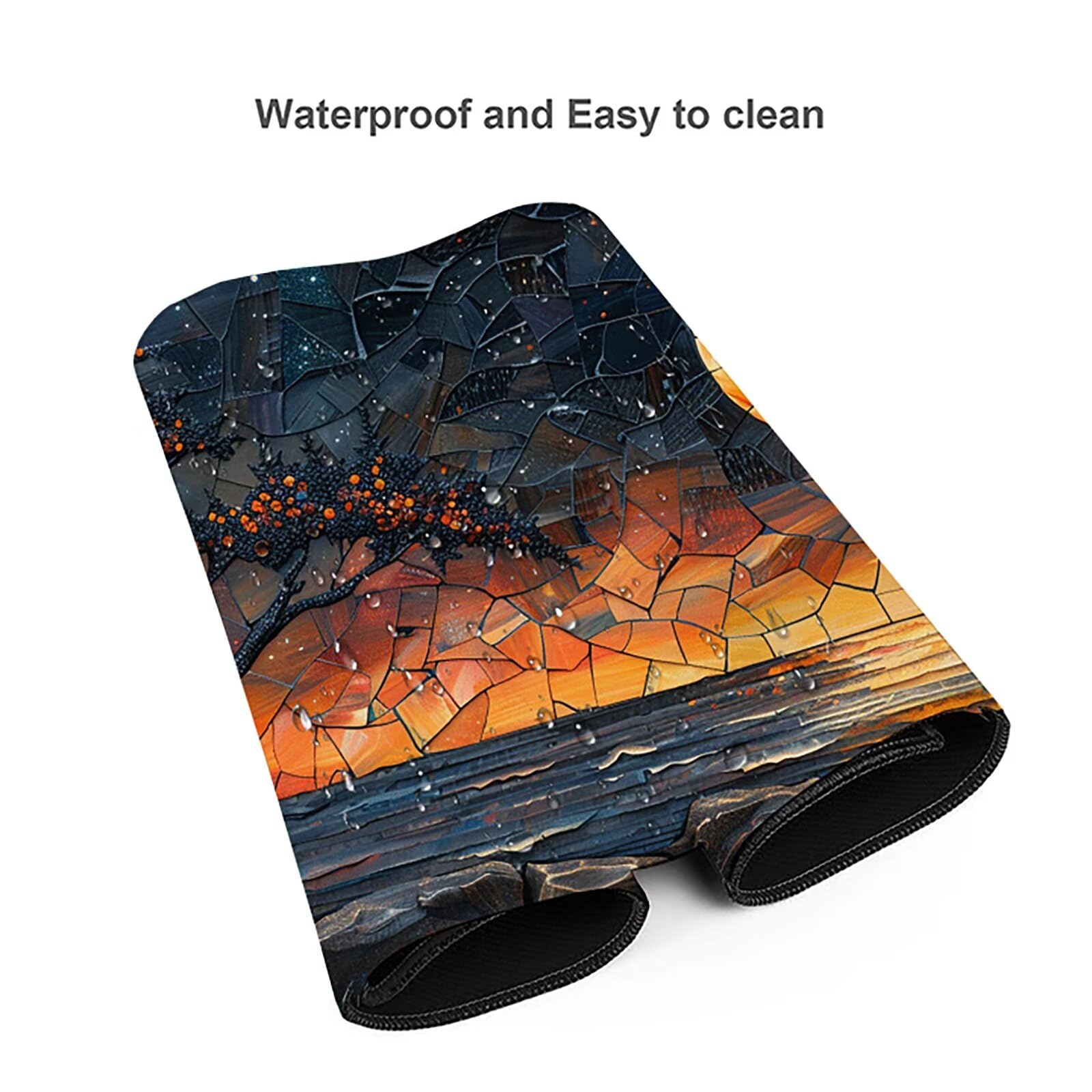 áRbol Alfombrilla Ratón Gaming XXL 1500x800 mm, Alfombrilla Gaming Negro Mousepad con Base de Goma Antideslizante, Impermeable Desk Mat para Teclado y Raton, Accesorios Gaming, Regalos de Hombre P-I