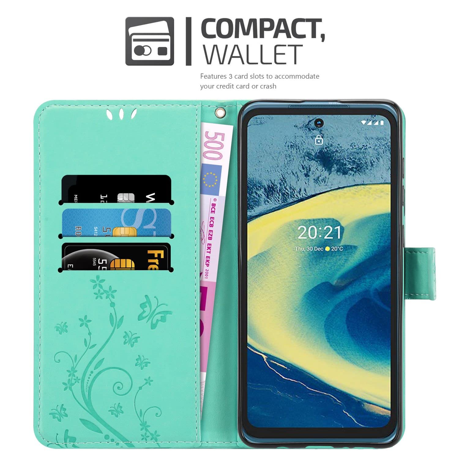 Custodia Libro Cadorabo Per Nokia XR20 - Portafoglio In Similpelle Blu Petrolio Con Chiusura Magnetica E Slot Per Carte - 2