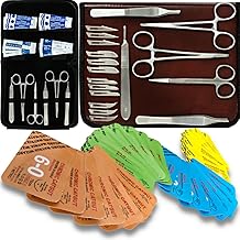 Sterile Sutures Thread with Needle Plus Tools: Extra Large Mixed Dissolvable and Non-Dissolvable Suture 47 Units - Camping Hiking First Aid Demo, Surgical Wound Closure (Training and Vet Use)