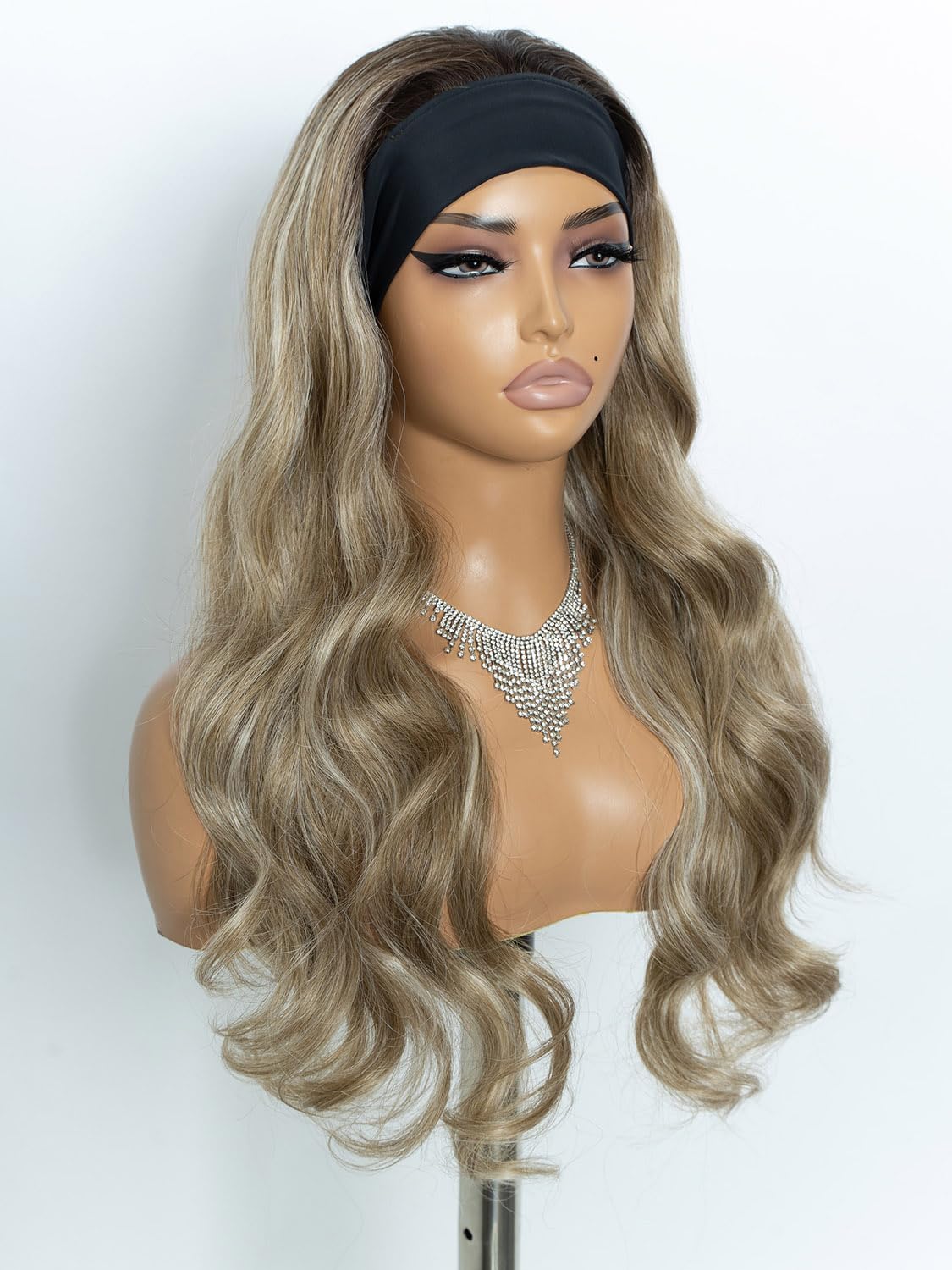 Joedir Long Body Wave Headband Wig Wear To Go Synthetic Wig for Women Natural Looking Glueless Wig for Daily Wear Ombre Blonde - Image 2