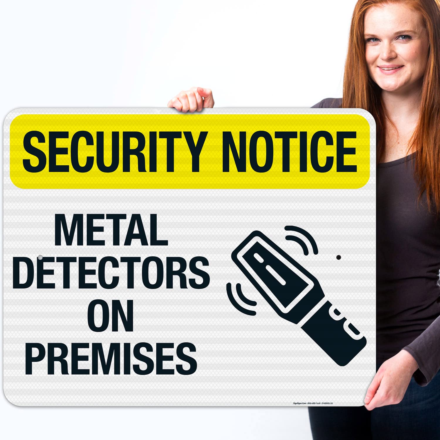 Metal Detectors On Premises Sign, 24x30 Inches, 3M EGP Reflective .080 Aluminum, Fade Resistant, Made in USA
