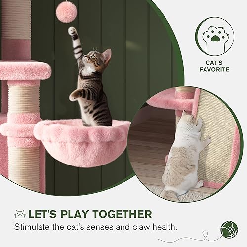 Miniatura 5 de MUTICOR Torre de árbol grande de varios niveles para gatos de 68 pulgadas con condominioacogedoras perchas de felpa para gatos, postes rascadores de
