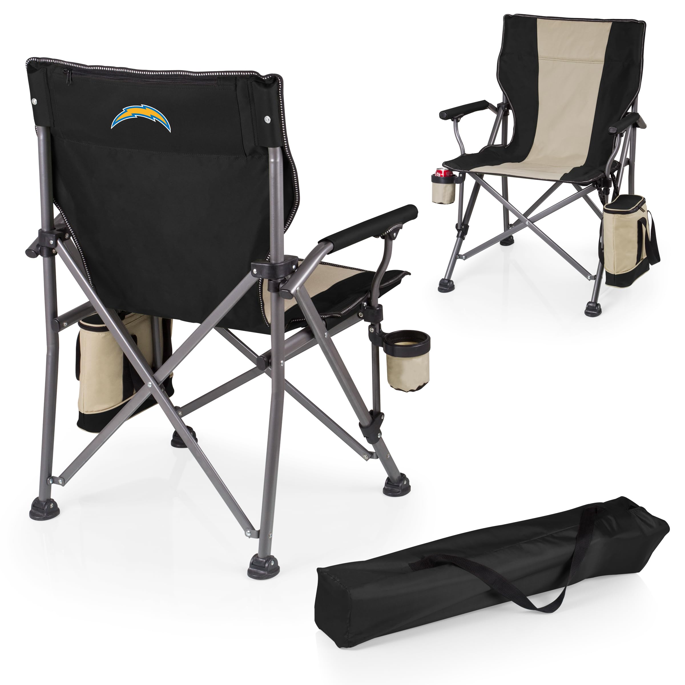 Picnic TIME NFL Unisex-Adult NFL Outlander Folding Camping Chair with Cooler, Heavy Duty Beach Chair