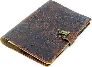 JJNUSA Nachfüllbares A6-Leder-Tagebuch, Schreib-Notizbuch, A6-Leder-Reisetagebuch mit Taschen, Vintage-6-Ringbuch, Organizer, Planer, Portfolio, beste Reisegeschenke