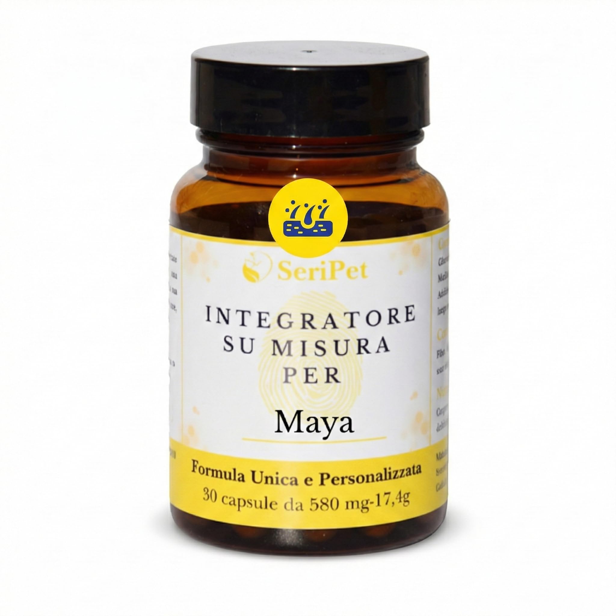 Integratore Dermatite e Perdita di Pelo Personalizzato per gatto con Prurito - Integratore per la cura della pelle e del pelo - Prodotto Naturale Made in Italy - 30 Capsule da 580gr