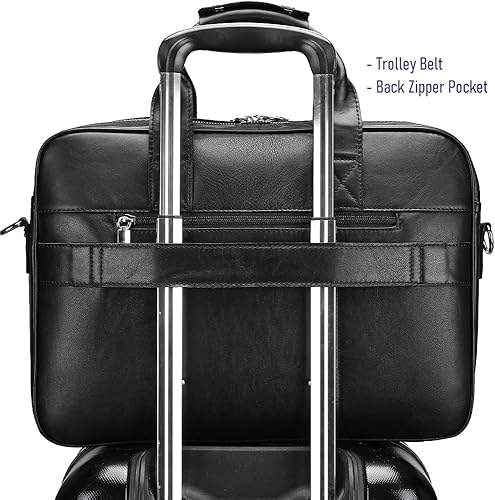 Miniatura 7 de STAR VISTA Siro - Maletín delgado para portátil de 15.6 pulgadas, maletín de cuero de grano completo, cremalleras YKK, herrajes de latón