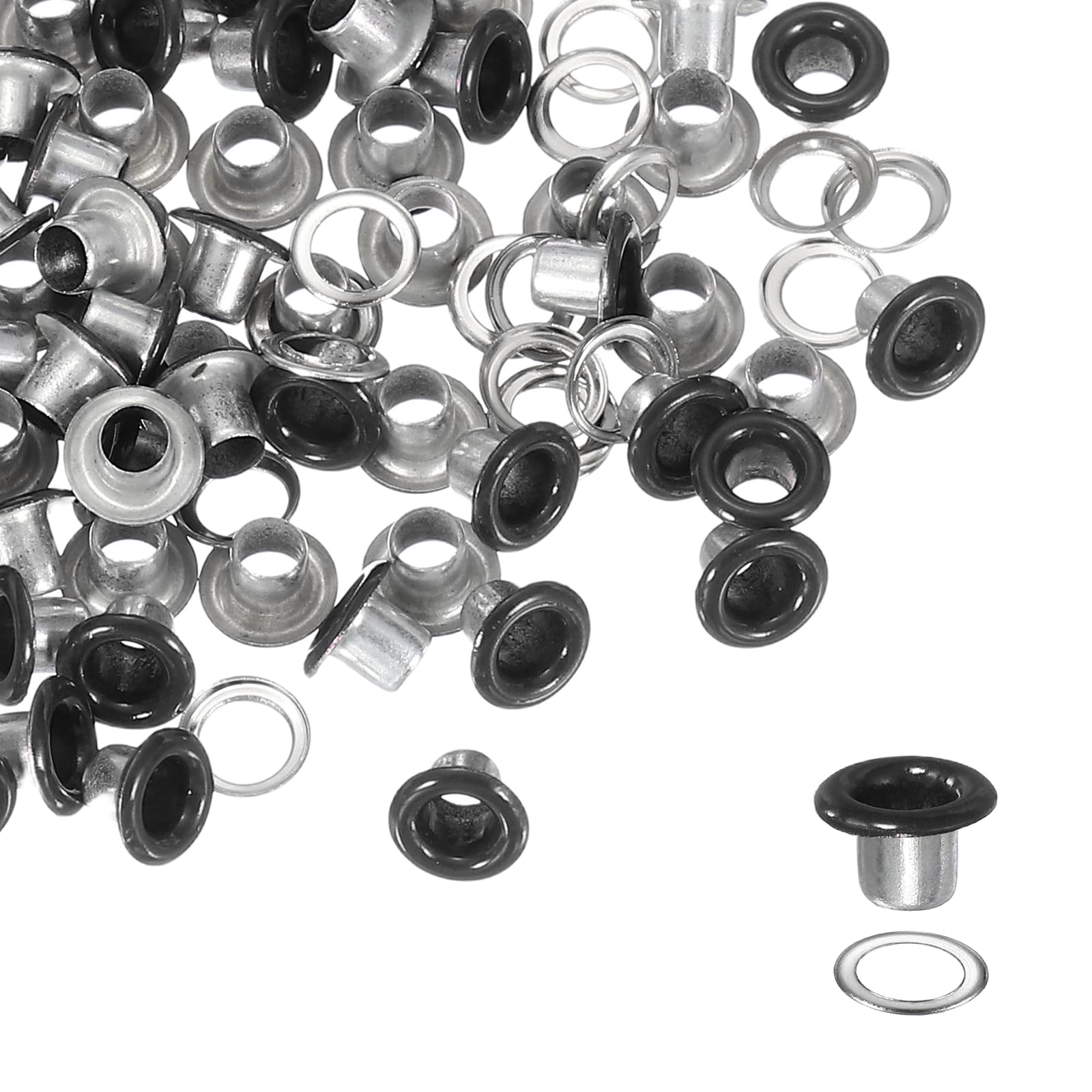 YELARXI Grommets Kit, Metal Eyelets with Washers 4mm 5/32" & 250 Set & Matte Black