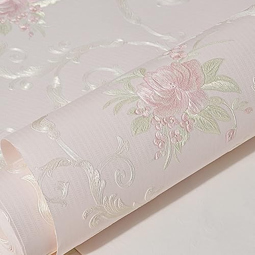 Miniatura 8 de Papel tapiz vintage 3D floral para despegar y pegar, papel tapiz de damasco con estampado floral en relieve, autoadhesivo, no tejido, papeles