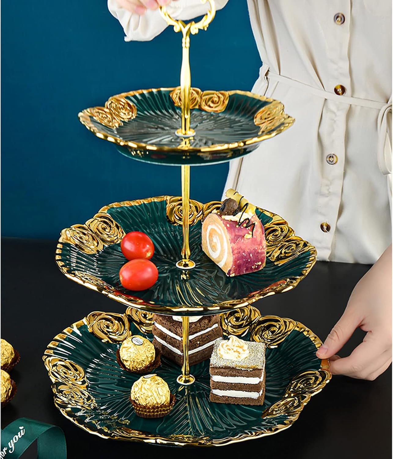 Tiered Stand Tower Elegant Cake Stands Cupcake Display Holder, Removable Appetizer Plates Serving Tray Holding Your Delicious Pastries Snack Donuts Tiered Tray Stand D