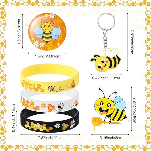 Miniatura 2 de Capoda 110 piezas temáticas de abejas recuerdos de fiesta temática de abeja, decoración de aula, vaso de juguete de color, pulsera amarilla Wobbler,