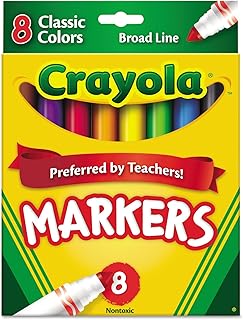 Crayola Broad Line Markers, Assorted Classic Colors, Pack Of 8