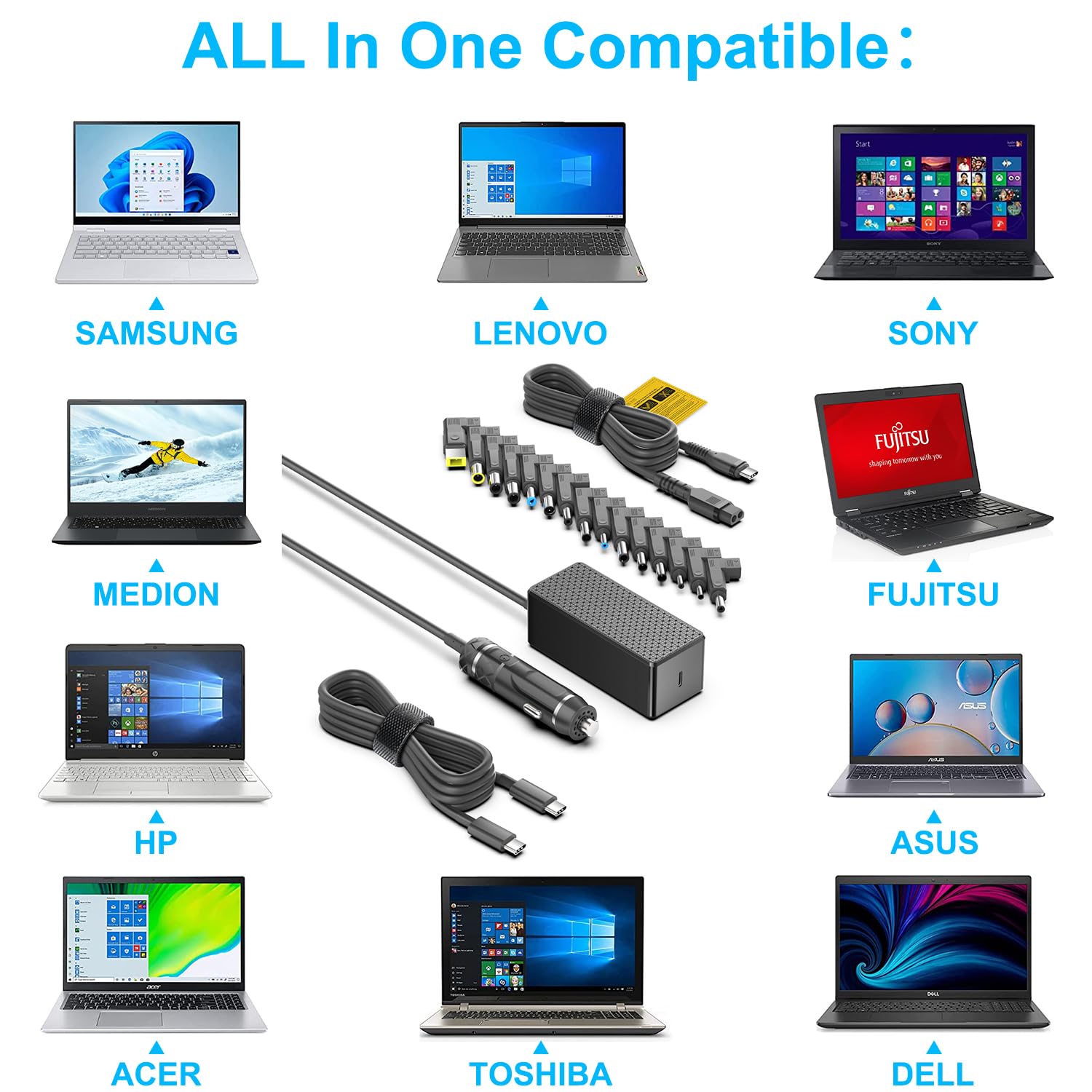 HKY PD3.1 140W 100W 96W 90W 87W 67W 65W 45W USB-C Laptop Car Charger 12V-24V DC Adapter For MacBook Air/Pro,Dell XPS/Latitude/Precision,Lenovo Yoga/Thinkpad/ThinkBook,HP,Asus Laptop & All USB C Device