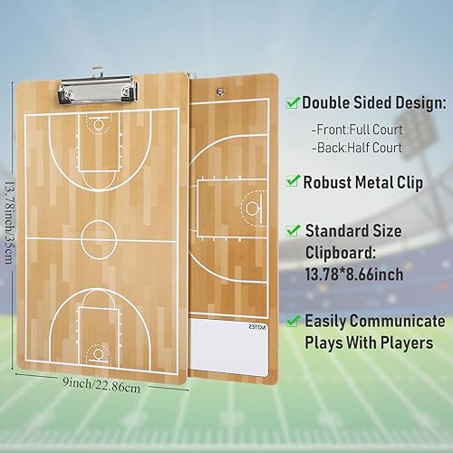 Miniatura 5 de Sabary Portapapeles de entrenamiento de baloncesto de borrado en seco, 3 piezas, equipo de entrenamiento de baloncesto de cancha completa y media,