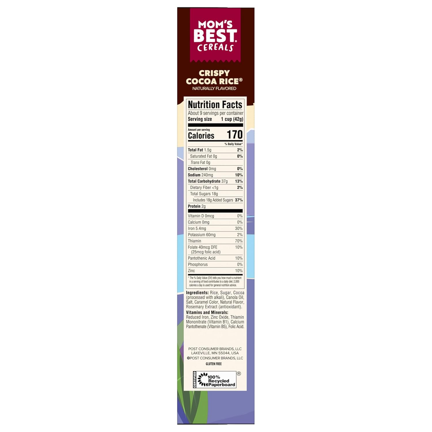 Mom's Best Crispy Cocoa Rice Cereal, Chocolatey Breakfast Cereal Made with Real Cocoa, Natural Flavor, No High-Fructose Corn Syrup, No Artificial Flavors or Preservatives, Gluten Free, 13 OZ Box (Pack of 8)