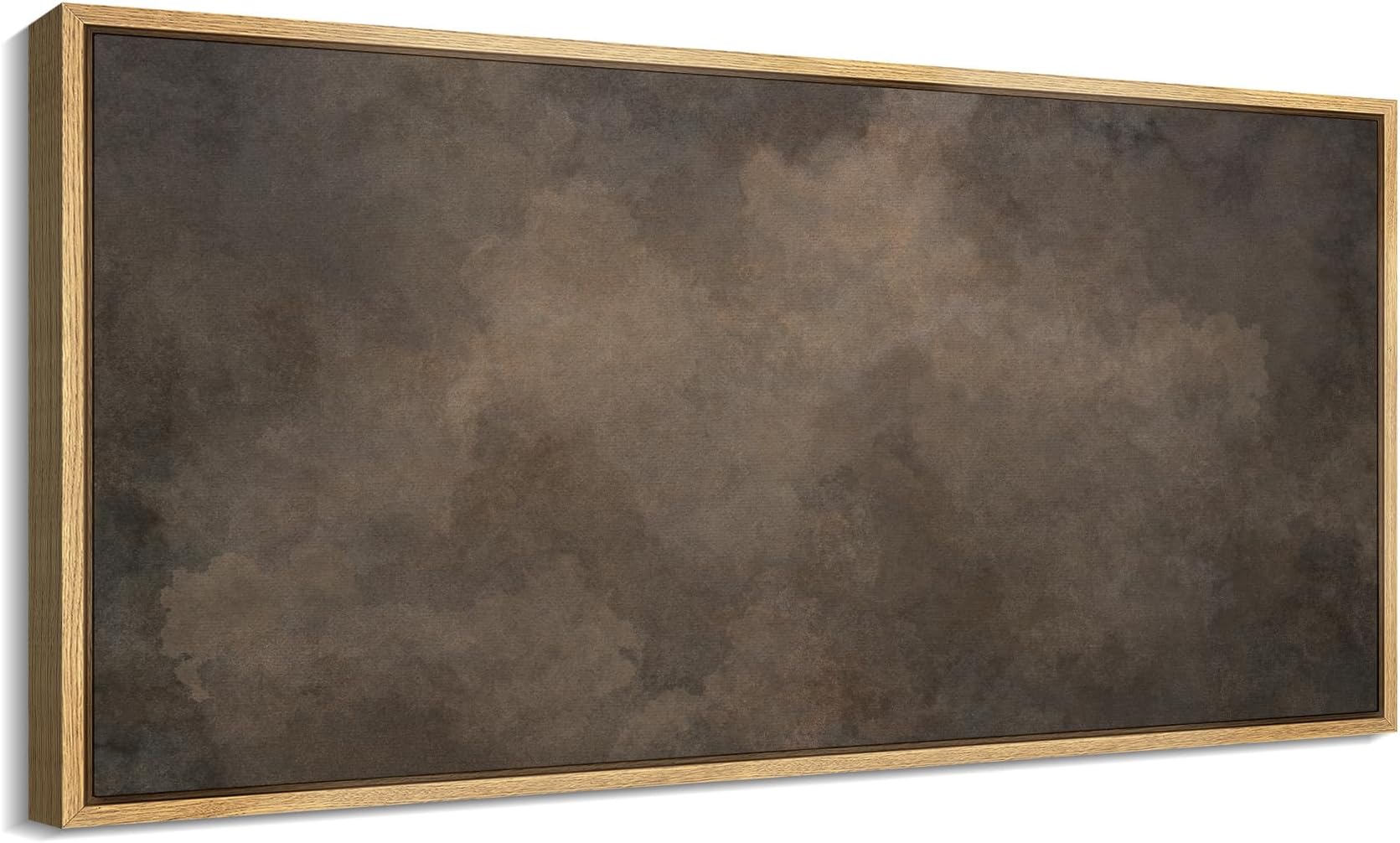 SIGNFORD Extra Large Framed Canvas Print Wall Art Cloudy Brown Watercolor Abstract Neutral Tone Illustrations Modern Art Relax/Calm Warm for Living Room, Bedroom, Office - 60"x30"