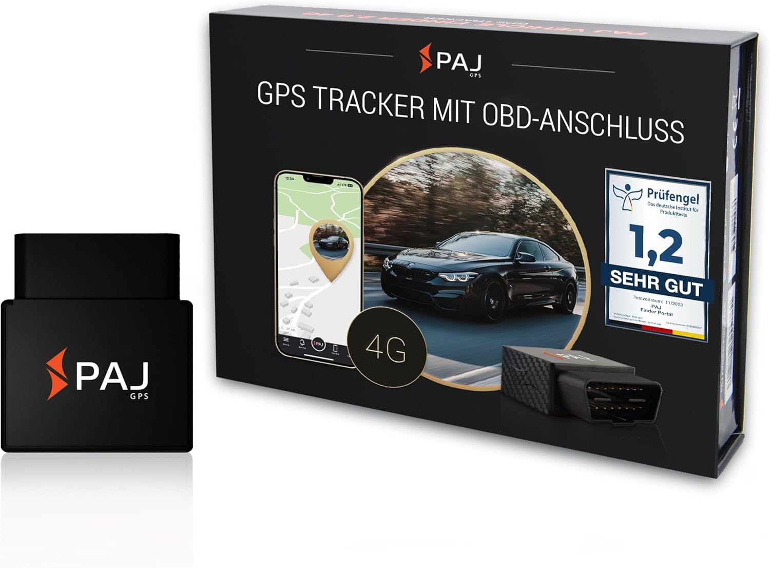 PAJ GPS CAR OBD Finder 4G 2.0 – OBDII Tracker für Autos, Fahrzeuge & LKW´s – Sender – dauerhafte Stromversorgung über KFZ OBD2-Stecker – weltweite Live-Ortung per App & Alarmbenachrichtigungen