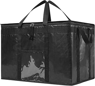 NZ Home - Borsa per la consegna del cibo, ristoranti, catering, trasporto alimentari, doppia cerniera, colore nero