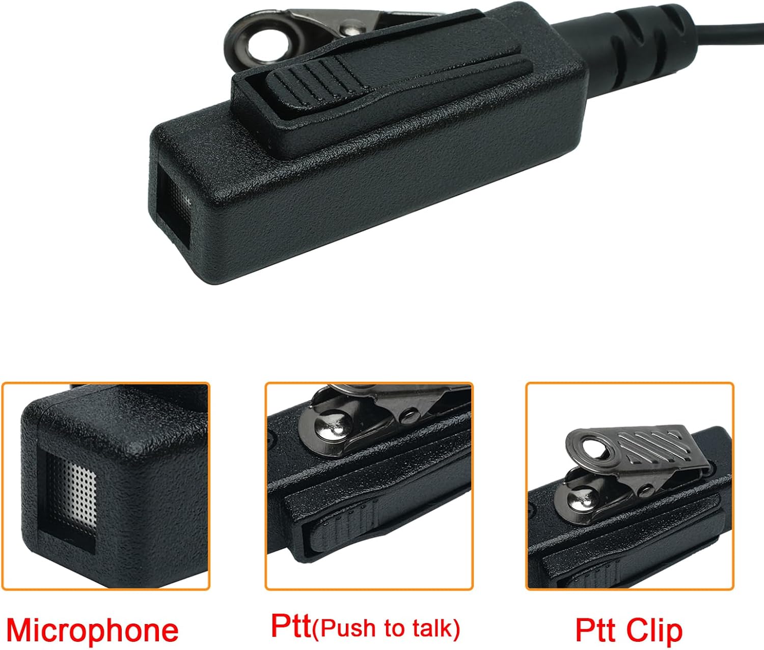 XPR3500e Earpiece Headset with Mic PTT for Motorola Walkie Talkie XPR3300e XPR3500 XPR3300 2 Way Radio Black