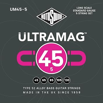 Rotosound strings for electric bass ULTRAMAG 52 ALLOY ROUNDWOUND 5-str. UM45-Standard 45-130, Grey