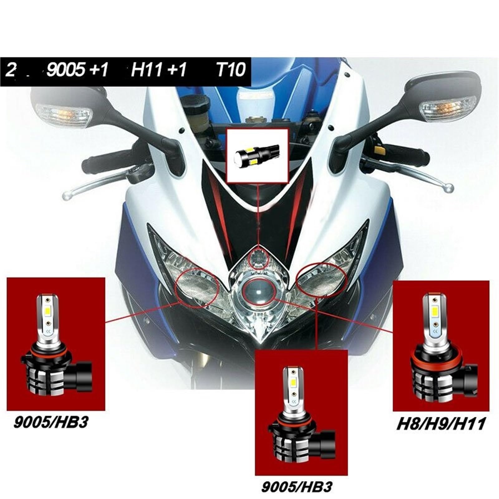 Phare Moto LED Phare LED Moto 9600LM pour Suzuki Phare Antibrouillard