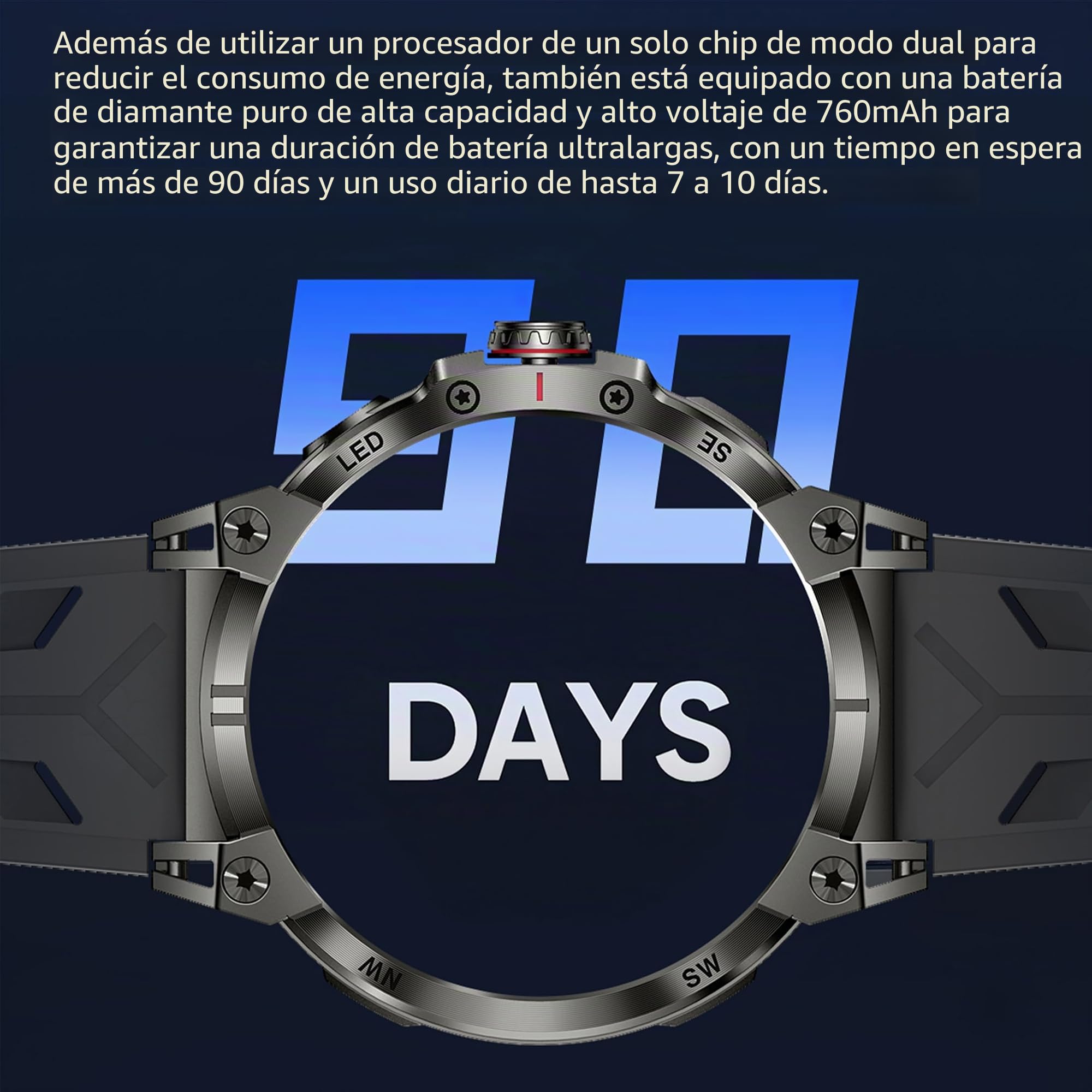Reloj inteligente AMOLED 1,85 pulgadas para hombre con teléfono, linterna, 5 ATM, rastreador de actividad 123 modos deportivos, presión arterial, monitor de sueño, podómetro