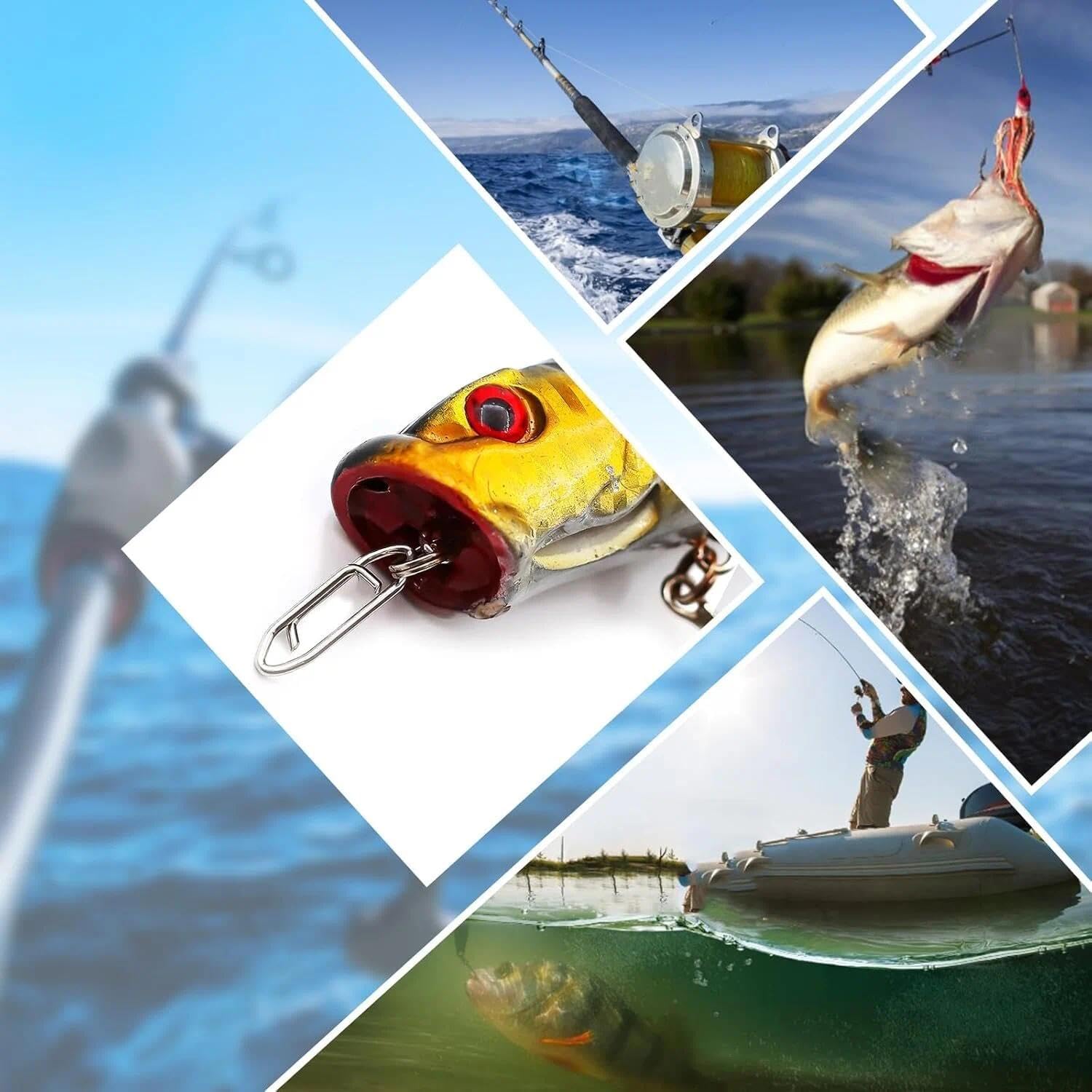 50 piezas giratorias de pesca de alta resistencia, rodamientos de bolas con acero inoxidable, giro rápido de cambio rápido para agua salada y agua dulce para aparejos de pesca de gato, señuelos