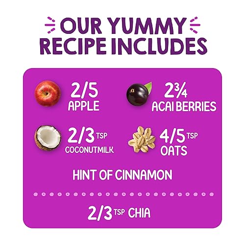 Miniatura 4 de Happy Tot Organics Super Morning Stage 4 - Alimento sin lácteos, con leche de coco y avena de Apple Acai + Super Chia, bolsa de 4 onzas (paquete de