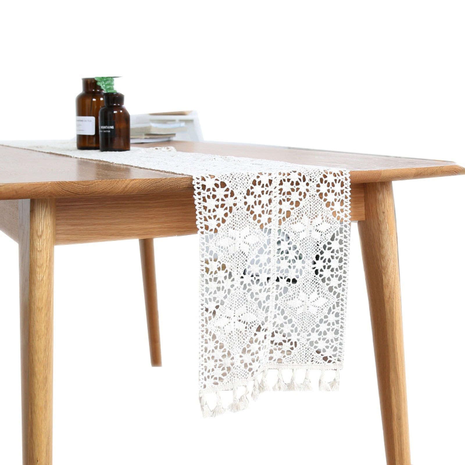 Chemin de table crochet WinarA en coton tissé main chic 24x220cm
