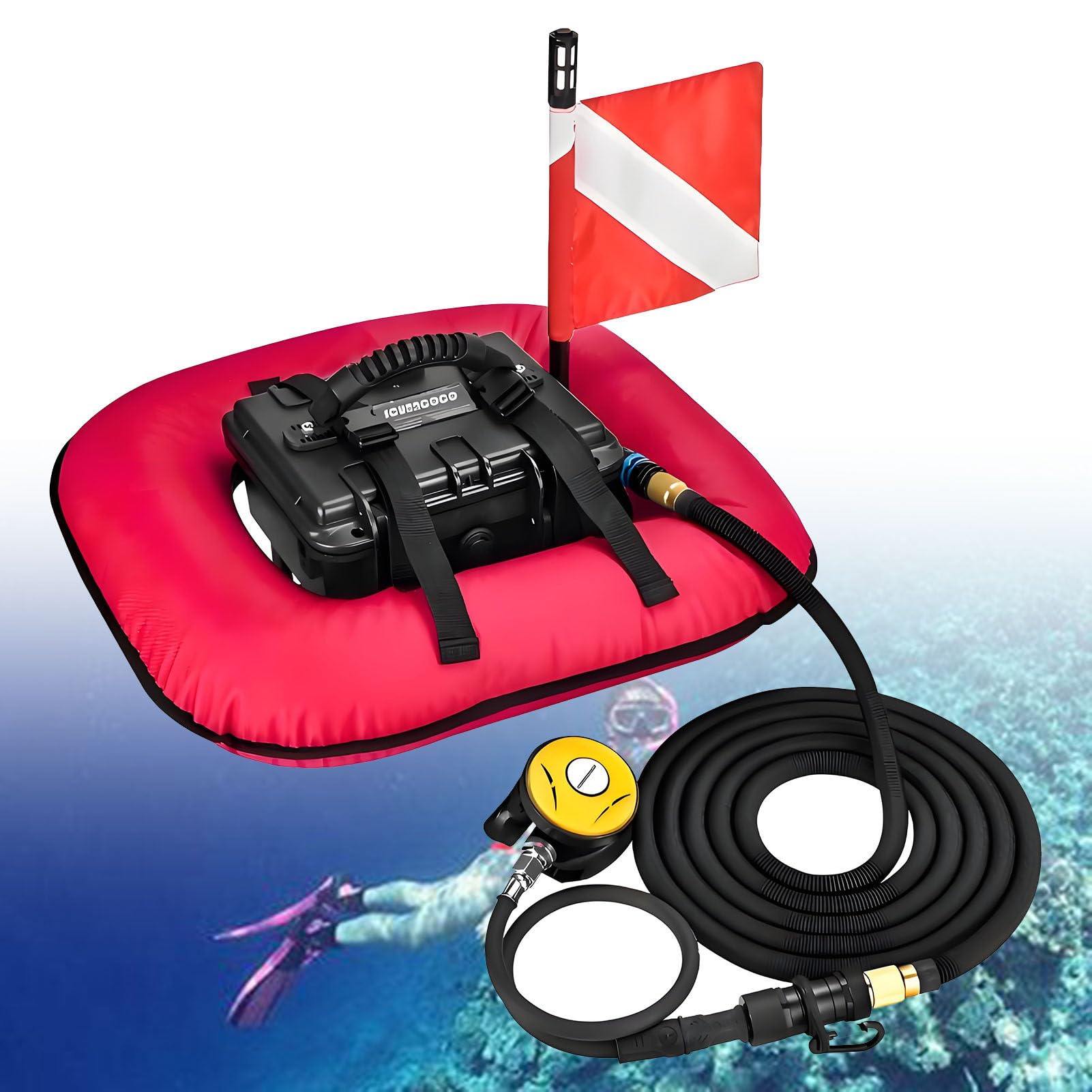 Appareil de respiration sous-marine, équipement de plongée portable rechargeable avec tuyau de 9 m et régulateur de respiration, système de plongée sans réservoir pour plongée sous-marine