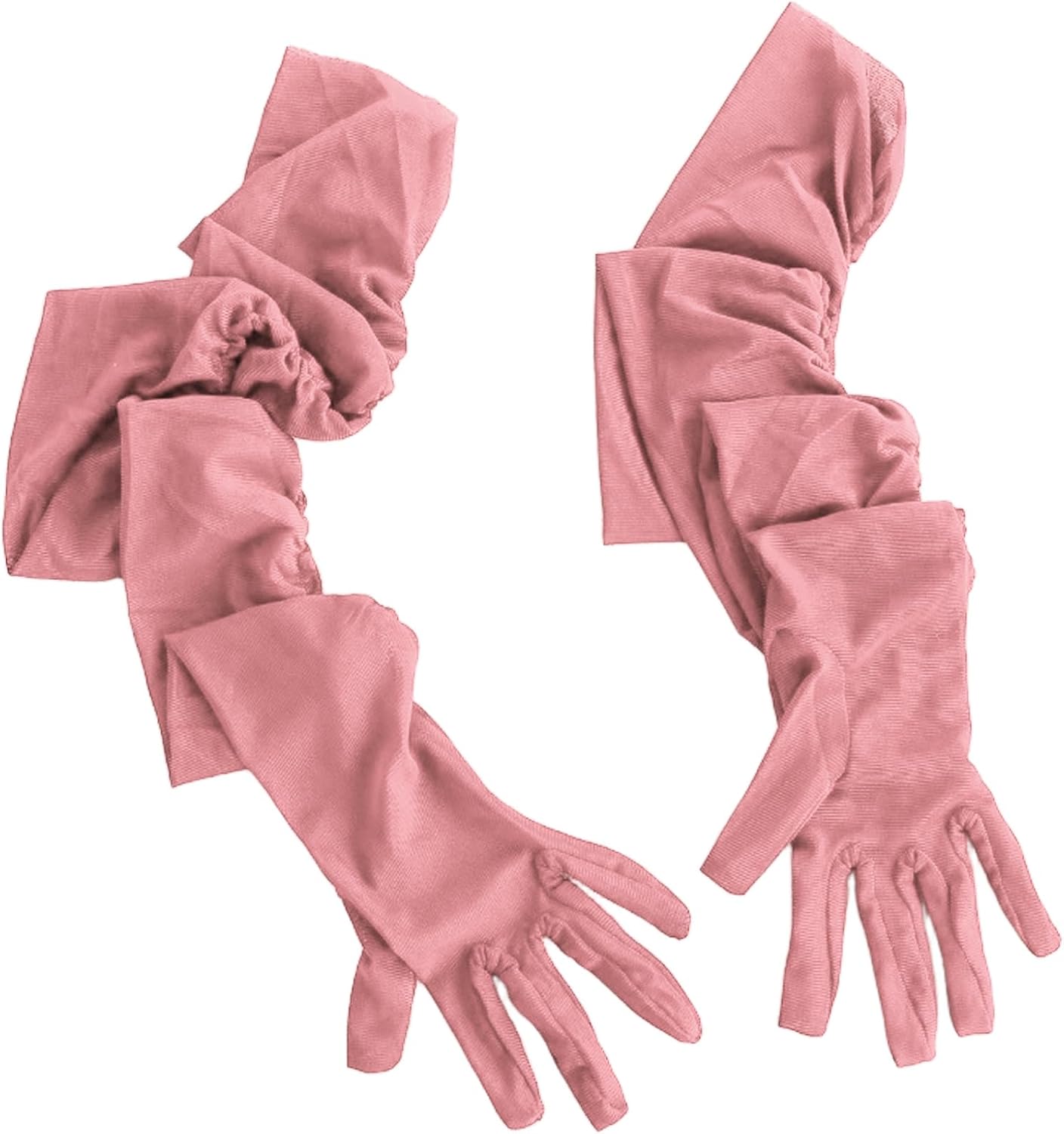 Hansber Long Elbow Length Evening Gloves Vintage Stretch Mesh With Ruched For Wedding Masquerade Ball Vintage Cosplay