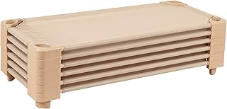 Ecr4Kids Stackable Ready-To-Assemble Kiddie Cot, Standard, Sand, 6-Pack