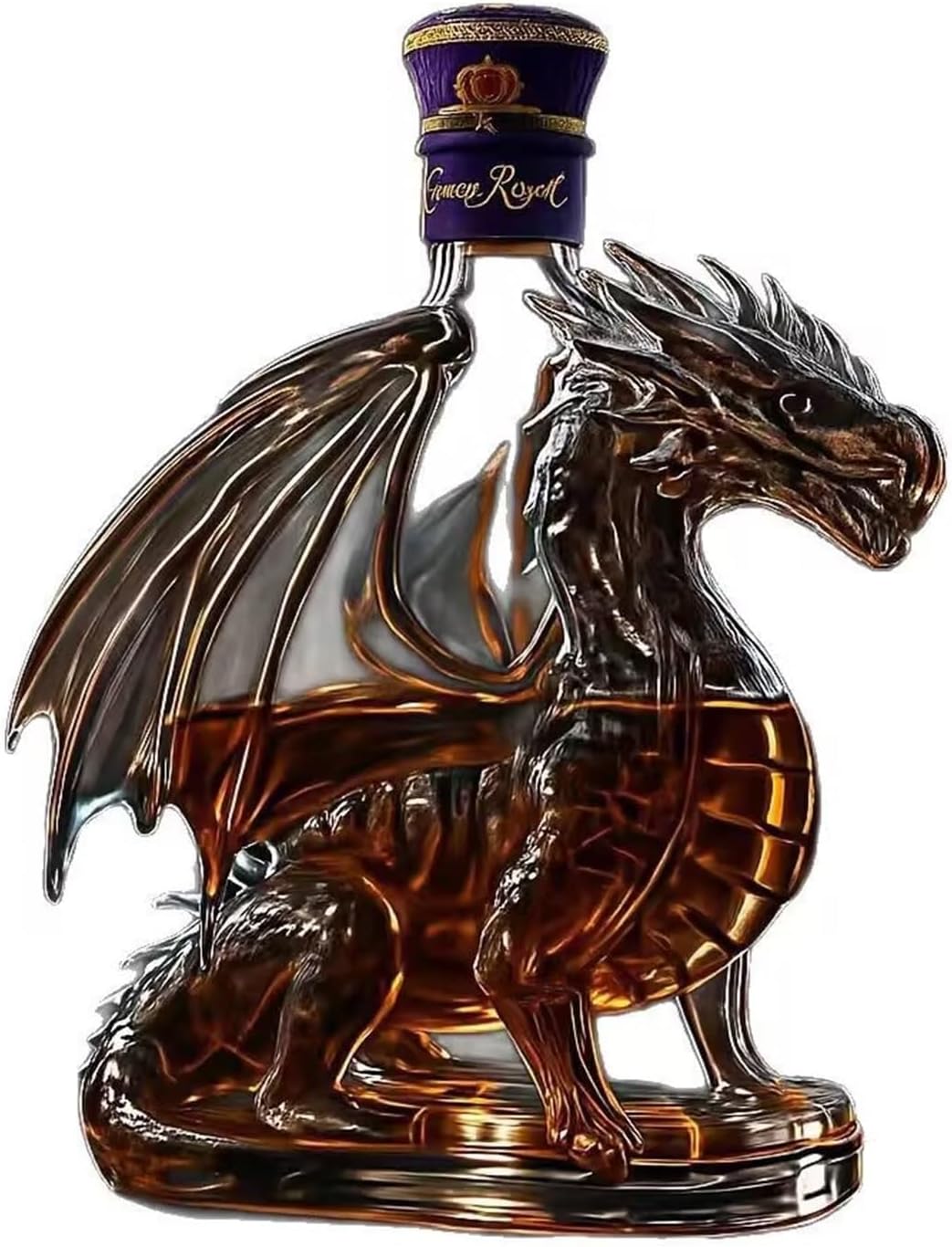 300ML ウィスキ一デカンタ - ウイスキーボト 置物 彫像、3Dアート恐竜型ウイスキーワインボトル、ガラス製ウイスキーデキャンタ