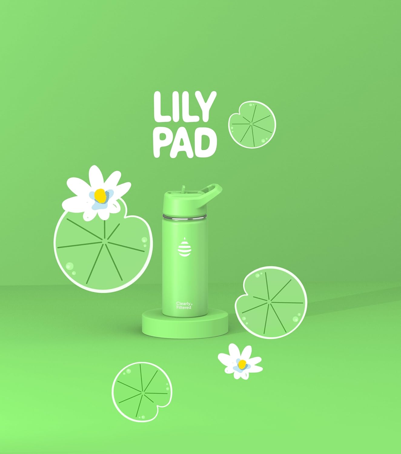 Clearly Filtered Water Bottle | Removes 220+ Contaminants, Double-Wall Insulated Stainless Steel, BPA/BPS Free, Phthalate Free, Filters Flouride Lead Chlorine (16oz, Lily Pad) - Image 4