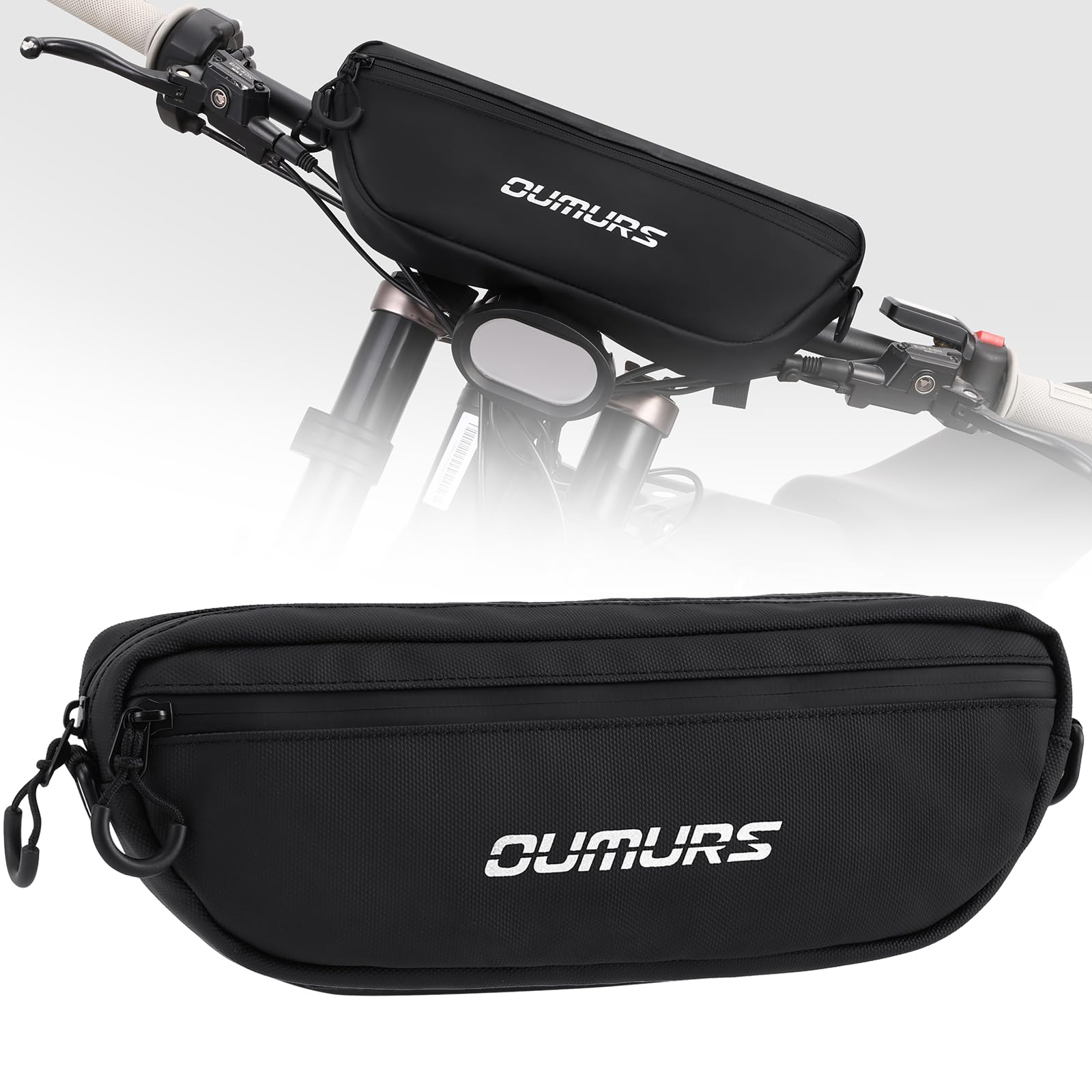 Oumurs Universal 1800D Motorcycle handlebar bag Water-resistant Reflective Bicycle Handle bar Bag Front Storage Bag Compatible with Sur-Ron Light Bee X and S X160 X260 Talaria Electric Dirt Bike