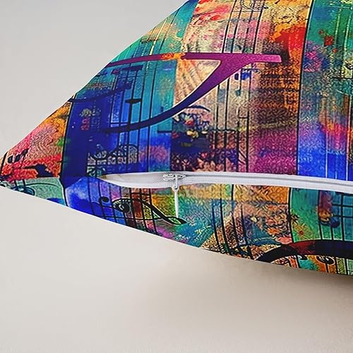 Miniatura 5 de Feelyou Fundas de cojín con temática musical de 18 x 18 pulgadas, juego de 2 fundas de almohada suaves para estilo hippie graffiti, estilo grunge,