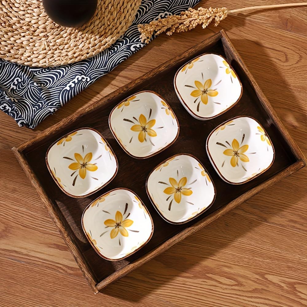Netram Store Porcelain Dinner Plates Set with Seasoning Dish and Ceramic Dipping Bowls Traditional Japanese Style for Pasta Cake Salad Dessert Serving (9.4 cm *4.5 cm - Pack of 8) 3