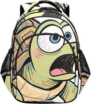 Backpacks for Kids Surprised Turtle White Schoolbag Elementary School Backpack Students Bookbag