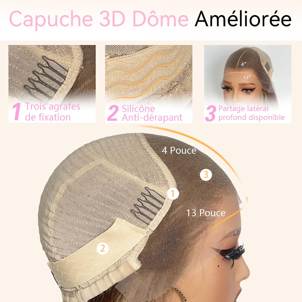 Perruque Bob Court Densité 180% - Cheveux Humains Teinture Balayage Salon Lune Cendrée Ombre Racinaire, Dentelle Nude Améliorée 13x4, Résistante à la Chaleur & Flexibilité de Séparation
