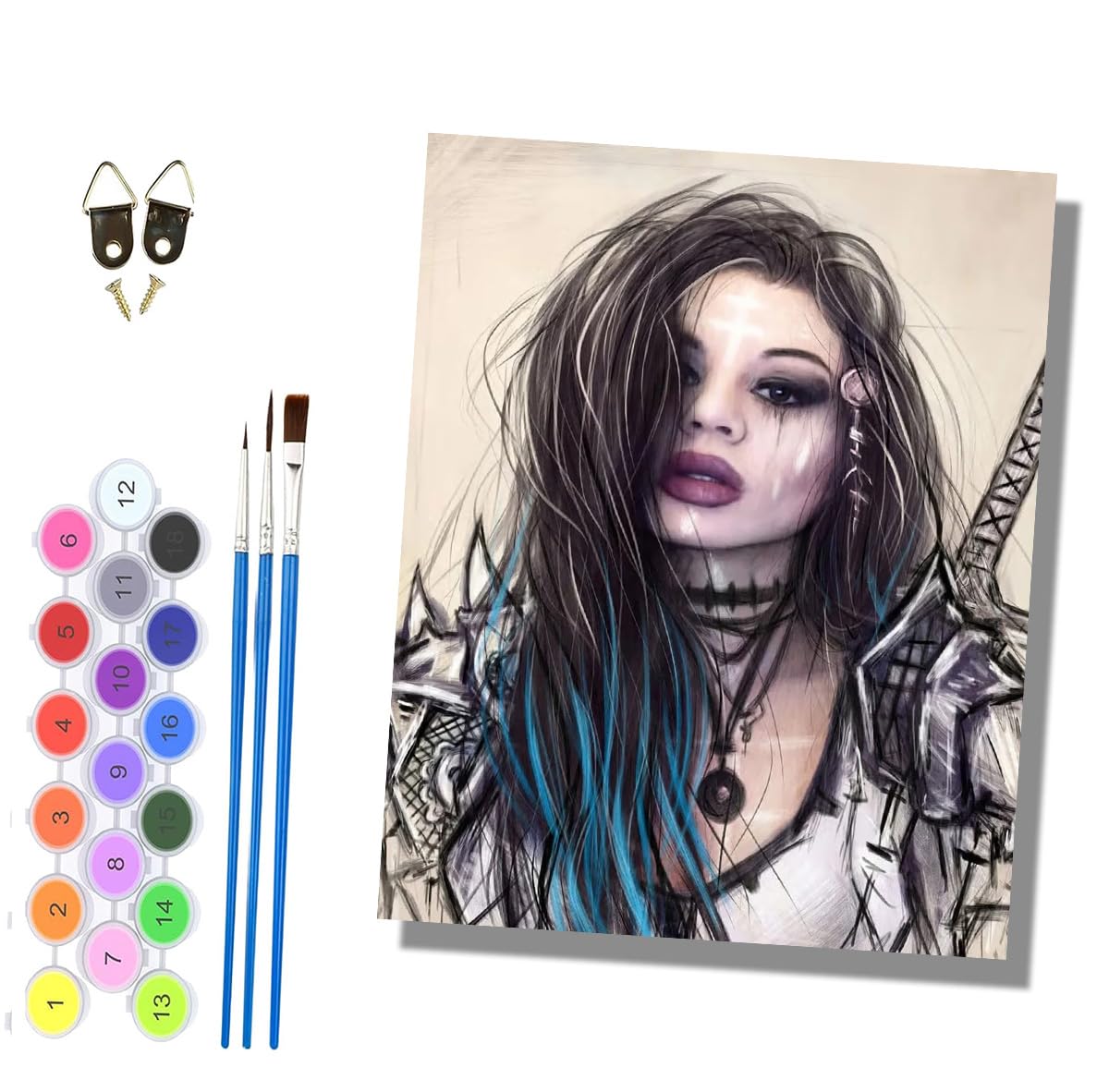 HONGPZH Paint by Numbers for Adults and Beginner Painting by Number Kits On Canvas Without Frame DIY Color Oil Painting Acrylic Paints Home Wall Decor 40x50cm/16x20in Indian Style Girl - 1