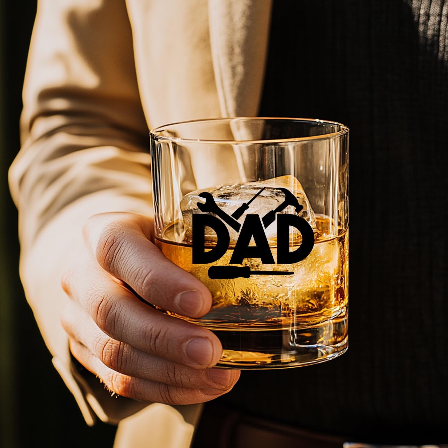 Mancheng-zi Dad Tools Whiskey Glasses 10 oz, Christmas Father's Day Birthday Gifts for Dad from Daughter Son, Father Gifts Drinking Rocks Glasses for Whisky Cocktail Scotch Bourbon Liquor - Image 2