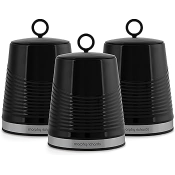 morphy richards tea coffee sugar canisters black