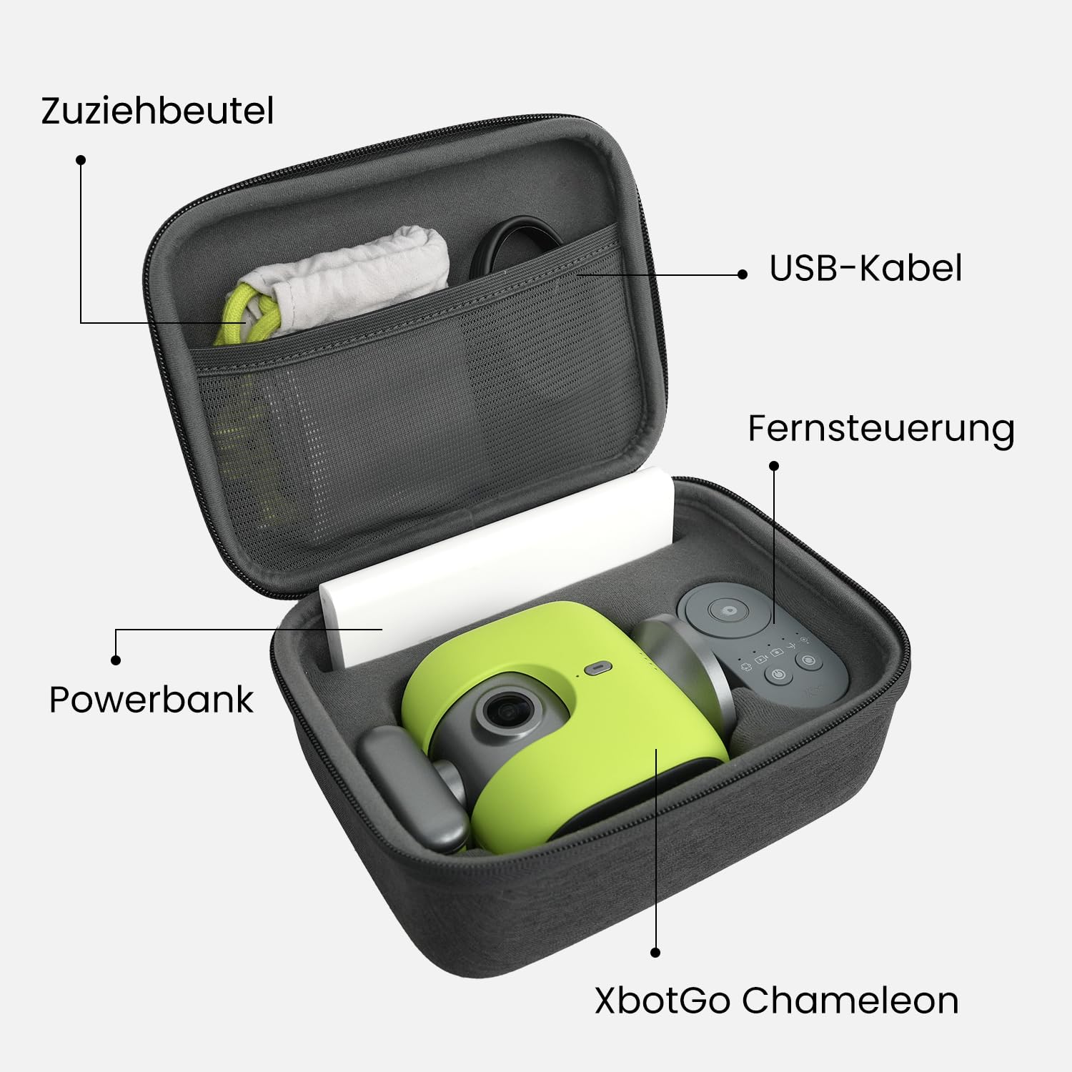 XbotGo Chameleon Tasche Case – Robuste Hartschalen-Schutzhülle für Outdoor, stoßfest, präzise Passform, tragbare Aufbewahrung mit bequemem Griff