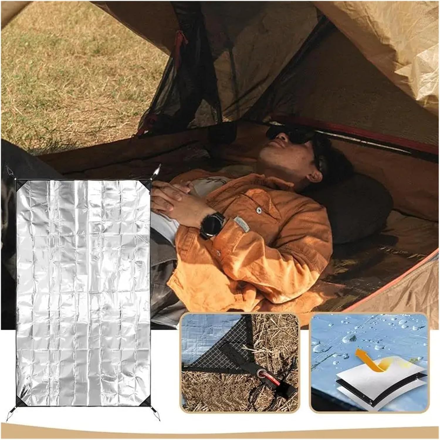 Aluminium Sleeping Mat Foil Mat for Camping Aluminum Foam Sleeping Pad Double-Sided Waterproof Tent Thermal