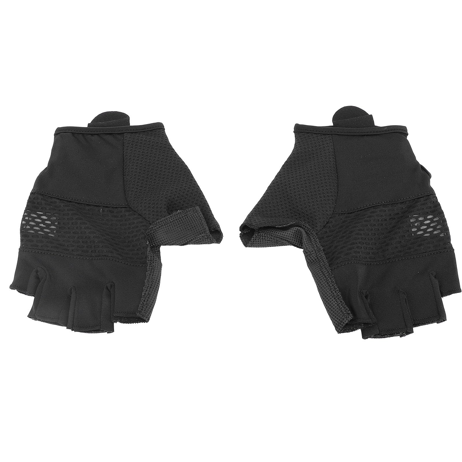 Guantes de Ciclismo Negros de Medio Dedo, Guantes para Bicicleta de Carretera, Transpirables, Antideslizantes y con absorción de Impactos, con Palma de PU, Ideales para Montar en